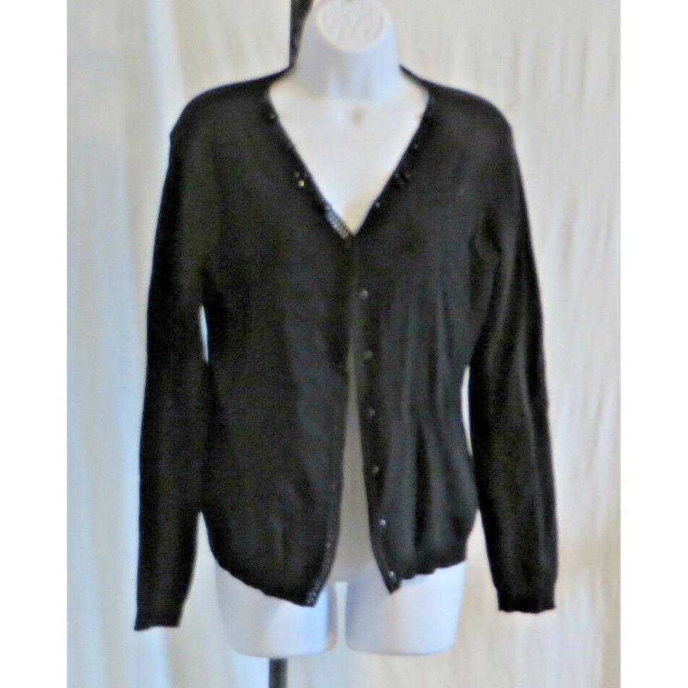 Emma James Black Cardigan Sweater Liz Claiborne Size Med